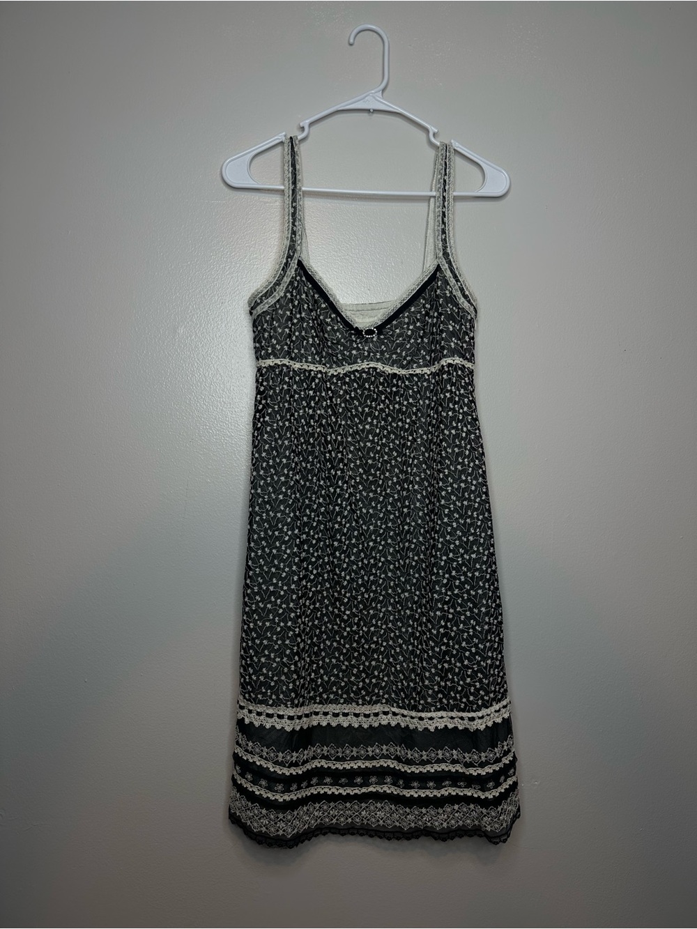 Cynthia Steffe Women's Black Y2K Calico Babydoll Midi Dress Size 8 Prairie Boho